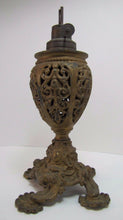 Load image into Gallery viewer, Victorian Miller Oil Lamp Scary Faces Cast Metal Gold Ornate Antique Light USA
