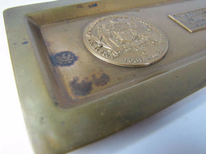 1930s ANCIENT & HONORABLE ARTILLERY Co 1638-1938 300 yr Anniv Ad Brass Tray