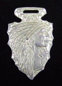 Antique Bronze Indian Chief Arrowhead Watch Fob Bastian Bros Rochester NY