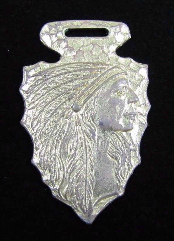Antique Bronze Indian Chief Arrowhead Watch Fob Bastian Bros Rochester NY