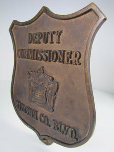 DEPUTY COMMISSIONER HUDSON CO BLVD Old Bronze Badge Plaque Nameplate Advertising Sign Auto Truck Badge