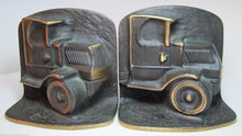 Load image into Gallery viewer, Old MACK TRUCK Bookends Bronze Brass High Relief Decorative Art Statue
