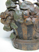 Load image into Gallery viewer, Antique Cast Iron Nasturtiums Flower Doorstop old paint early 1900s Hubley
