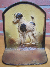 Load image into Gallery viewer, Old Cast Iron TERRIER Bookends figural wire fox dog book ends old paint
