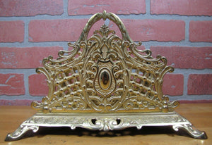 B&H BRADLEY HUBBARD Antique Brass Decorative Arts Letter Holder Magazine Rack