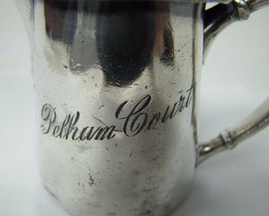 Antique PELHAM COURT HOTEL Advertising Silver Plate Creamer SIMEON & GEORGE Quad