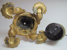 Load image into Gallery viewer, Victorian Miller Oil Lamp Scary Faces Cast Metal Gold Ornate Antique Light USA
