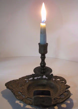 Load image into Gallery viewer, Antique Bronze Candlestick Cigar Lighter Matchholder Tray unique scalloped shell
