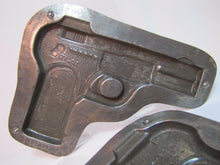 Load image into Gallery viewer, Old Chocolate Mold figural tin metal rare old hard to find candy making two part
