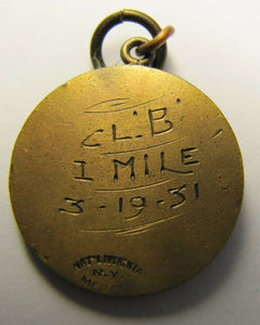 1931 ICELAND ICE SKATING Medallion Fob Ornate Ice Land Sports Award Medal