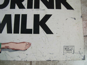 1960s Connecticut Milk for Health Sign 'for a new you..drink milk' Girl Bell Btm