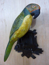 Load image into Gallery viewer, Folk Art Parrot Wooden Carved Decorative Art Bird Perched Mounted on Plaque
