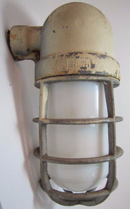 Old CROUSE HINDS Explosion Proof Industrial Light Cage WHITE MILK GLASS Globe