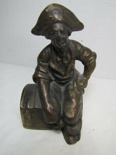 Load image into Gallery viewer, Old Cast Iron Pirate Treasure Chest Doorstop Bookend Decorative Art Statue
