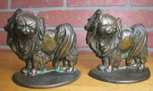 Load image into Gallery viewer, Old PEKINGESE Bookends Cast Iron Bronze Wash Decorative Art Dog Statues
