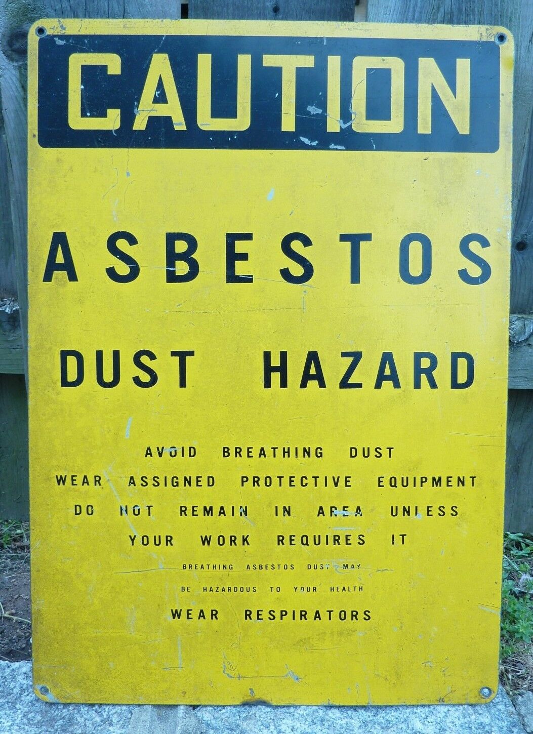 CAUTION ASBESTOS DUST HAZARD Old Industrial Shop Safety Advertising Metal Sign