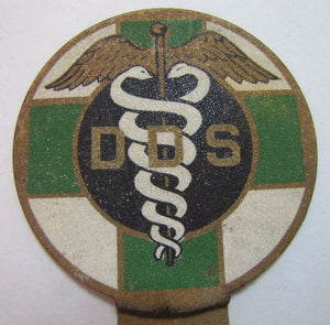 Old DDS DOCTOR DENTAL SURGERY License Plate Topper Badge DENTIST Sign Reflective