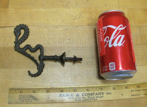 Antique 19c Bronze SeaHorse Serpent Hanger Bracket Hook Ornate Hardware Element