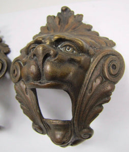 Monsters Beasts Antique Figural Pair Bronze Decorative Hardware Elements