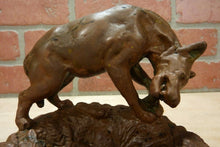 Load image into Gallery viewer, Antique PAUL HERZEL WOLF DOG CHEWING ON BONE Decorative Arts Tray Cigar Ashtray
