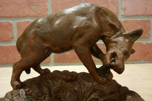 Antique PAUL HERZEL WOLF DOG CHEWING ON BONE Decorative Arts Tray Cigar Ashtray