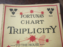 Load image into Gallery viewer, 1919 Antique FORTUNAS CHART Triplicity Tarot Fortune Telling Paper Charts
