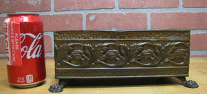 Old Copper Brass Bronze Small Planter Box Claw Foot Leaves Design