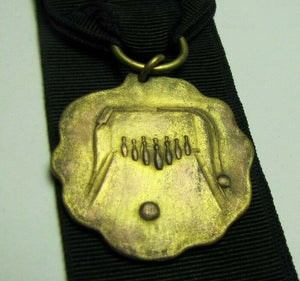 IROQUOIS BOWLING ACADEMY HIGH SCORE Old Award Medallion Ribbon Gold Gilt Ornate