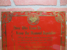 Load image into Gallery viewer, AMERICAN BEAUTY DIAMOND RINGS Old Brass Jewelry Store Ad Sign Authorized Jeweler
