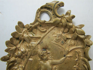 Antique Art Nouveau Nude Maiden Trinket Tray Bird in Hand Doe High Releif Beauty