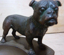 Load image into Gallery viewer, Antique Bulldog Tray cast iron bronze wash decorative art card tip coin ashtray
