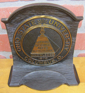 1920s OHIO STATE UNIVERSITY Cast Iron Decorative Arts Bookend Book End Doorstop