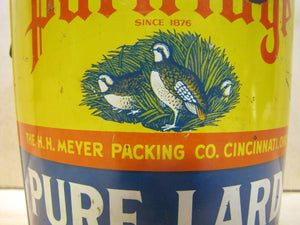 Old "Partridge" Pure Lard 4lb Tin since 1876 H.H. Meyer Packing Co Cincinnati O
