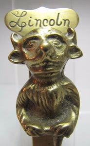 Old Brass Demon Devil Gargoyle Door Knocker small interior door Lincoln Imp