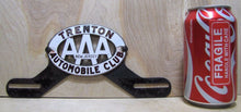 Load image into Gallery viewer, TRENTON AUTOMOBILE CLUB Old Porcelain License Plate Topper AAA New Jersey Fox Co
