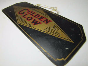 Antique GOLDEN GLOW Salted Nuts Nut Products Advertising Sign small tin peanuts