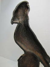 Load image into Gallery viewer, Antique Cast Iron Parrot Doorstop old paint bird door stopper large heavy ornate
