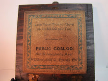 Load image into Gallery viewer, PUBLIC COAL Co PHILA Pa Old Advertising CIGAR HUMIDOR Wooden Box CELOTEX
