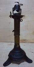 Load image into Gallery viewer, Antique Patent Adjustable Candlestick Lamp (Dr Hinds) 1864 65 68 Cast Iron Brass
