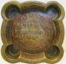 Load image into Gallery viewer, FLORENCE HOTELS MAJESTIC MILAN TERMINUS METROPOLE Orig Art Deco Ad Ashtray Tray
