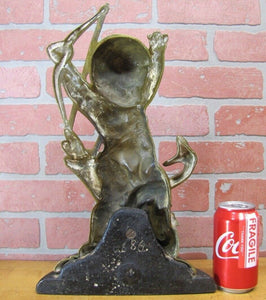 Antique 19c PUTTI CHERUB Fighting SERPENT SNAKE Bronze Decorative Arts Doorstop