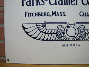 PARKS-CRAMER Co TURBO HUMIDIFIER SYSTEM Antique Porcelain Sign Made in USA Logo