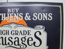 Load image into Gallery viewer, RATHJENS &amp; SONS SAUSAGES Old Ad Tin Sign PORK BEEF CEREAL SPICE AAW COSHOCTON O
