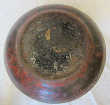 Load image into Gallery viewer, Antique 19c Metal Spittoon Decorative Arts Old Red Yellow Black Paint Patina

