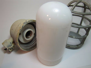 Old CROUSE HINDS Explosion Proof Industrial Light Cage WHITE MILK GLASS Globe