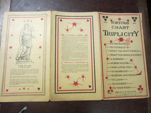 1919 Antique FORTUNAS CHART Triplicity Tarot Fortune Telling Paper Charts