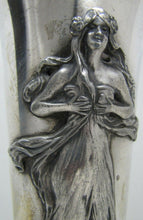 Load image into Gallery viewer, Art Nouveau Vase Lovely Maiden Long Flowing Hair Silver Plate Decorative Arts
