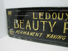 Load image into Gallery viewer, Old LEDOUX&#39;S BEAUTY PARLOR Reverse on Glass Sign Permanent Waving a Specialty
