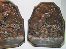 Load image into Gallery viewer, 1920s TIGER &amp; SNAKE CONNECTICUT FOUNDRY Art Deco Era Cast Iron Decorative Arts Bookends
