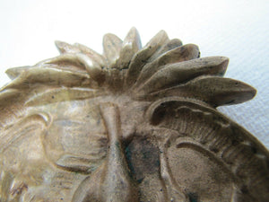 Antique Art Nouveau Nude Maiden Trinket Tray Bird in Hand Doe High Releif Beauty
